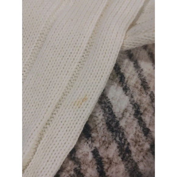 Vintage Jessica Stevens Cable Knit Chunky Fisherman Cardigan Sweater Ivory 20W - Picture 6 of 9